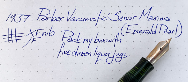 1937 Parker Vacumatic Senior Maxima Fountain Pen and Mechanical Pencil Set - Emerald Pearl