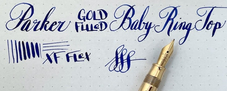 1920s Parker Baby Ring Top Overlay Fountain Pen - FLEX/SUPERFLEX